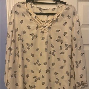 Cream and black dress blouse